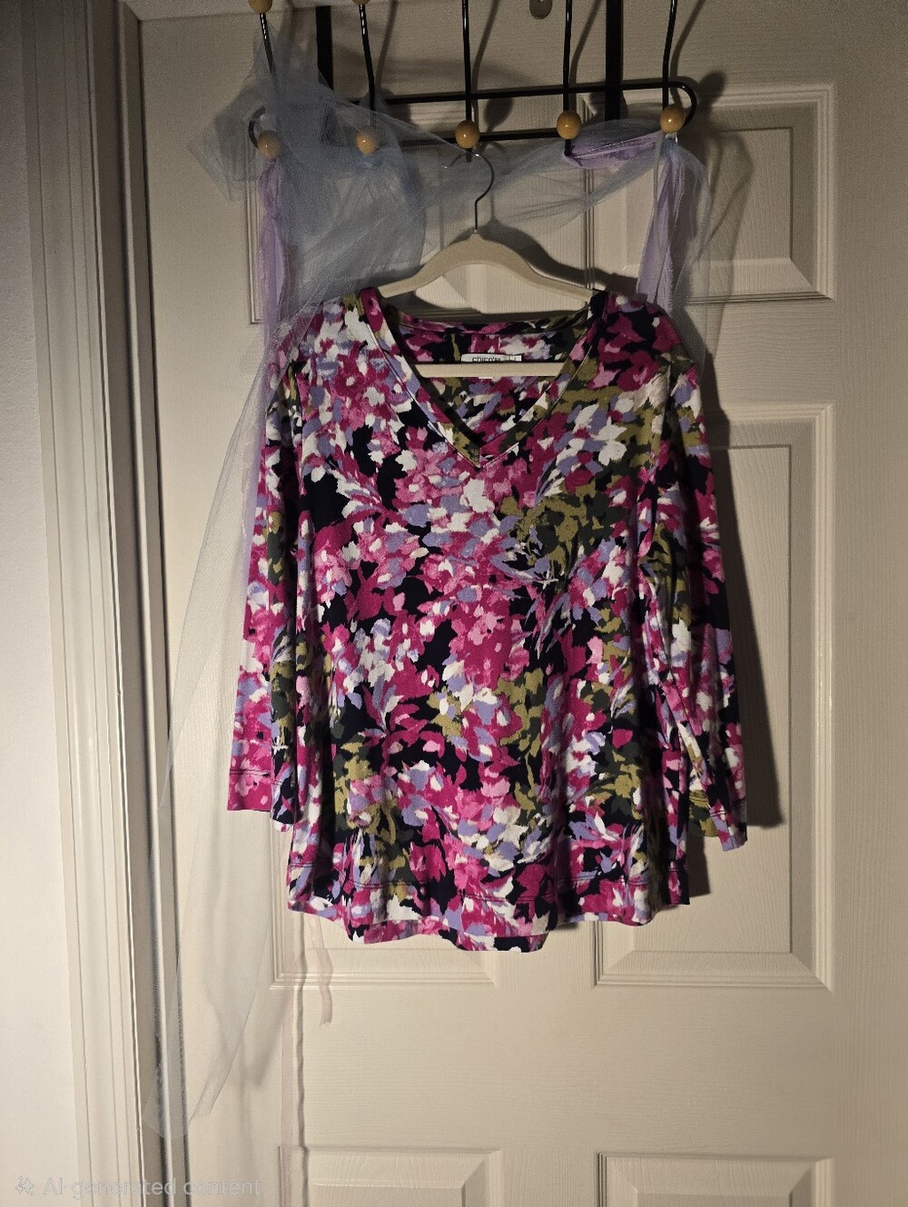 Chico's Pink Multi Floral V-Neck Long Sleeve Top